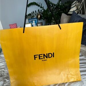 Fendi Yellow and Black Shopping Bag 22x16.5x6 in